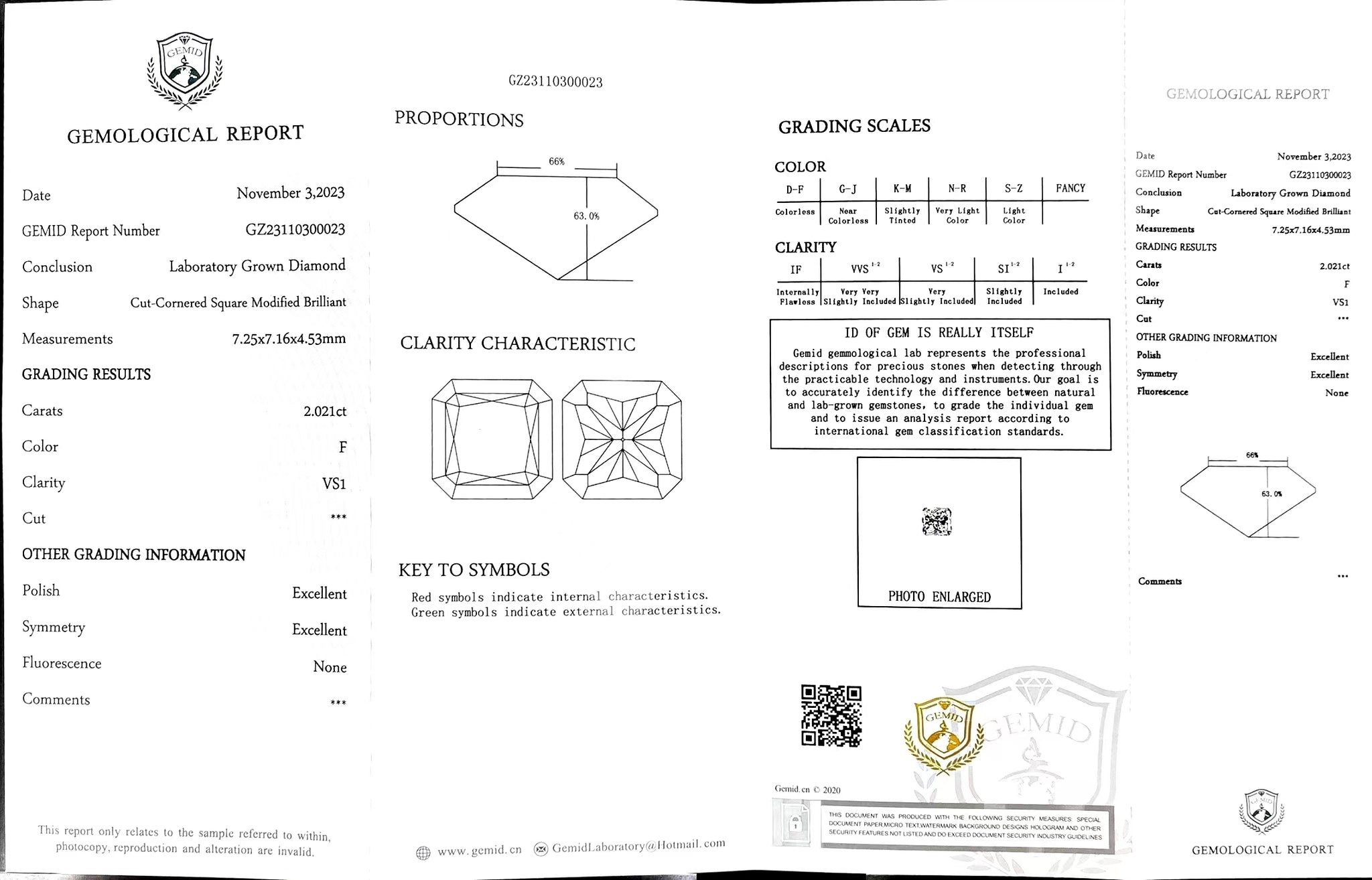 Doveggs 2.02ct radiant F color VS1 Clarity Excellent cut lab diamond stone(certified)