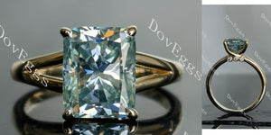 radiant colored moissanite engagement ring