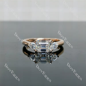 Doveggs emerald three-stones moissanite engagement ring