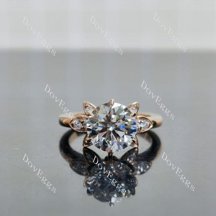 (size 4.5) Doveggs 14k rose gold 2.078ct round F color VS1 Clarity Excellent cut lab grown diamond ring(certified)