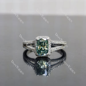 (size 5.5) Doveggs sterling silver 1ct elongated cushion colored moissanite engagement ring
