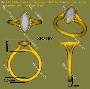 Doveggs marquise bezel solitaire split shanks moissanite engagement ring