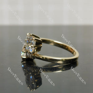Doveggs cushion two stones moissanite engagement ring
