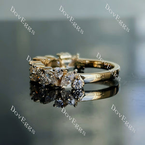 Doveggs marquise round art deco moissanite/lab grown diamond wedding band-2.0mm band width