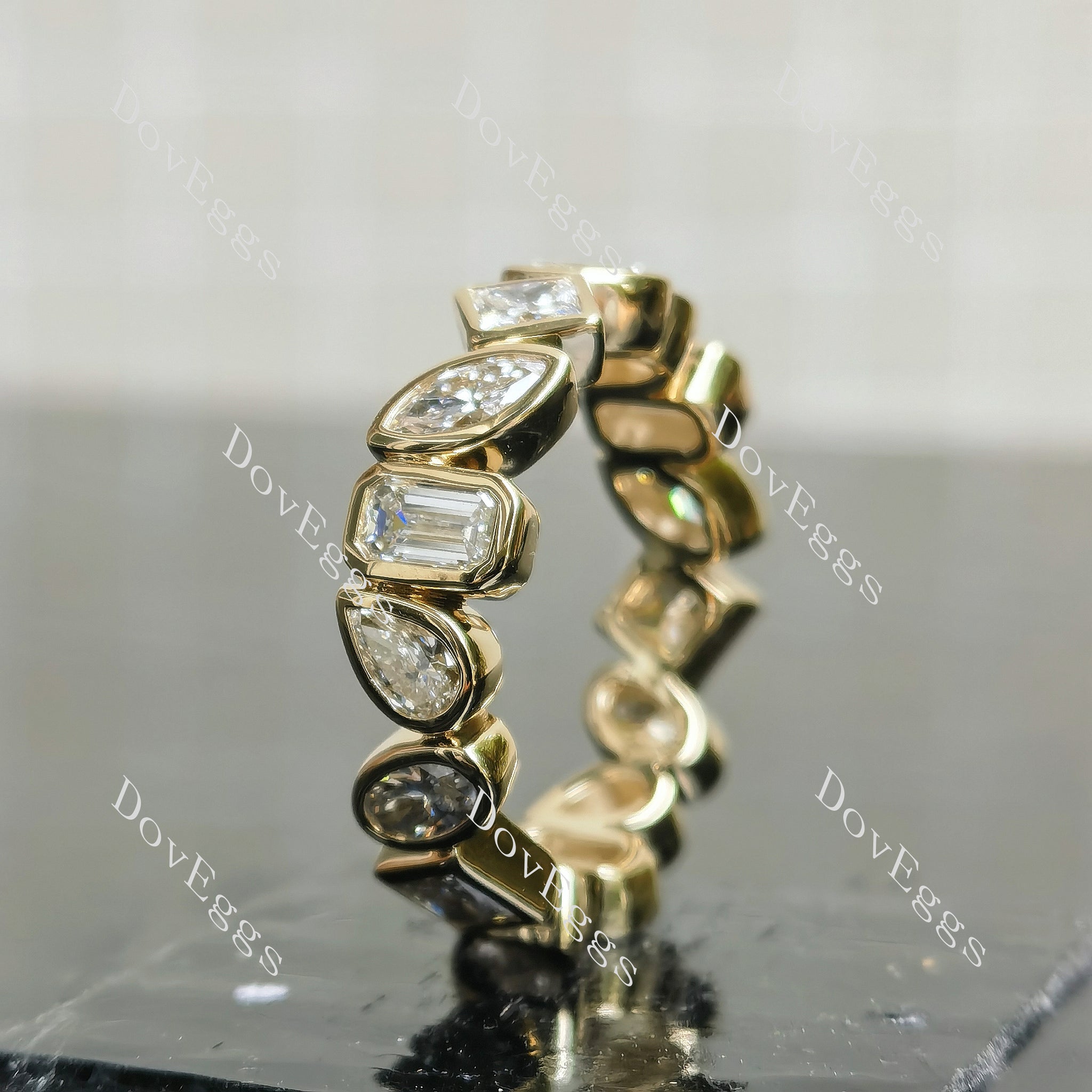 Doveggs half/full eternity multiple mixed shaped moissanite/lab grown diamond wedding band