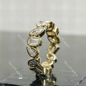 Doveggs half/full eternity multiple mixed shaped moissanite/lab grown diamond wedding band