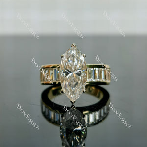 Doveggs Marquise Modified H&A cut half eternity pave moissanite engagement ring