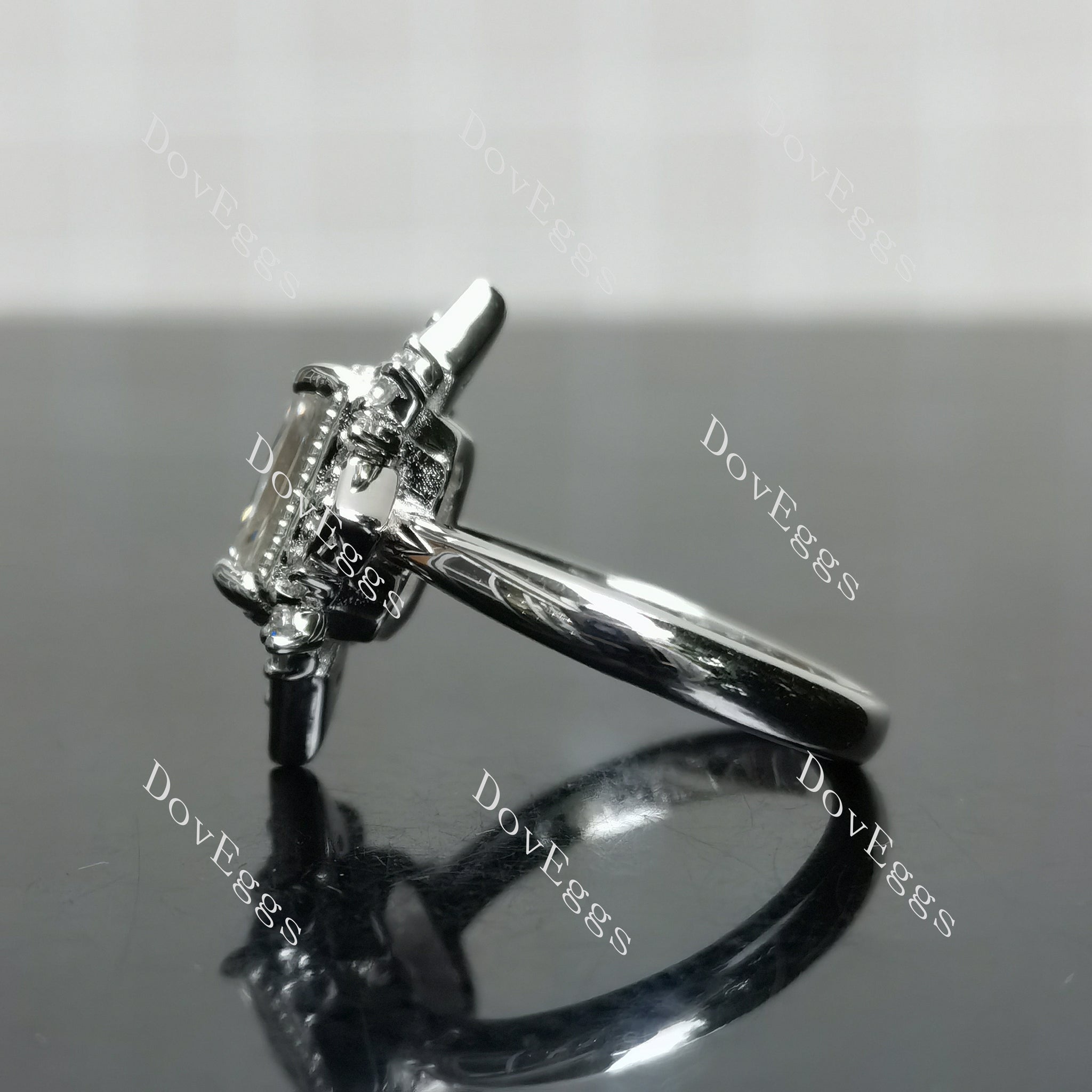 (size 6) Doveggs sterling silver 3ct radiant moissanite engagement ring