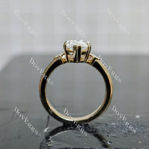 Doveggs Marquise Modified H&A cut three stones moissanite engagement ring