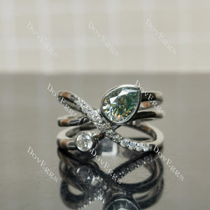 (size 8.5-8.75) Doveggs sterling silver 1.5ct pear colored moissanite engagement ring