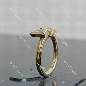 Doveggs bezel baguette moissanite/ lab grown diamond accents wedding band-2.3mm band width