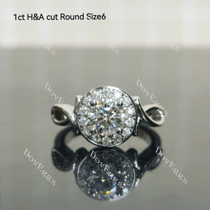 (size 6/7) Doveggs sterling silver pave oval/round moissanite ring