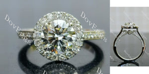 round halo pave vintage moissanite engagement ring