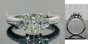 Radiant Pave Side Stones Half Enternity Lab Grown Diamond 