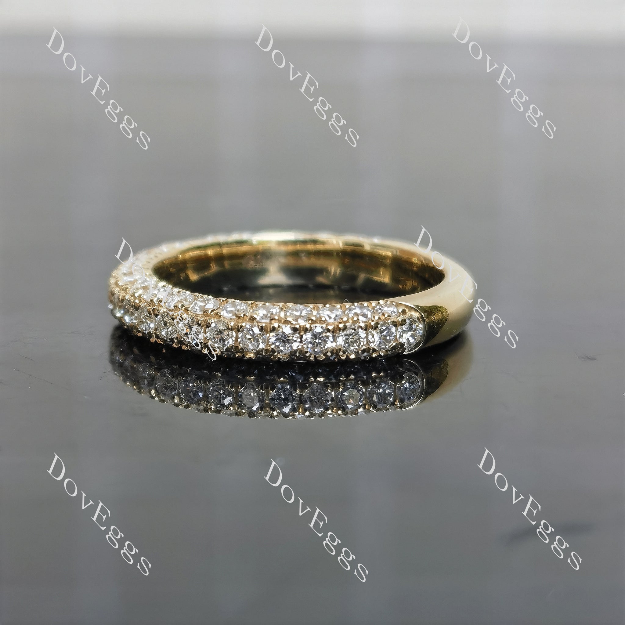 Doveggs round 3/4 eternity pave moissanite/lab grown diamond wedding band-3.0mm band width