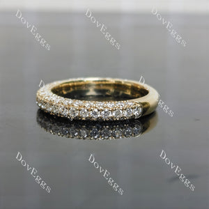 Doveggs round 3/4 eternity pave moissanite/lab grown diamond wedding band-3.0mm band width