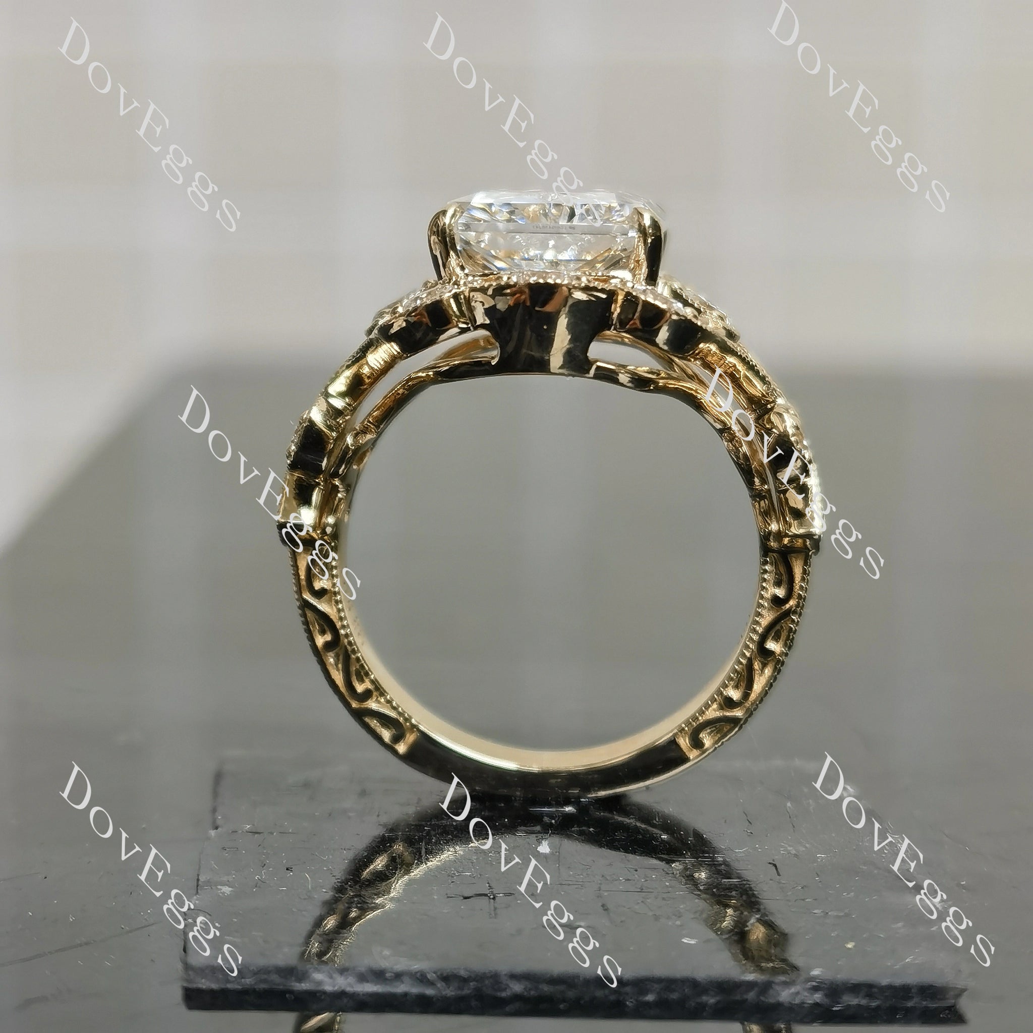 Radiant vintage art deco sparkle moissanite engagement ring | Doveggs