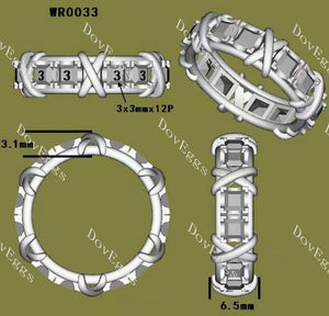 Doveggs princess eternity moissanite/lab grown diamond wedding band-6.5mm band width