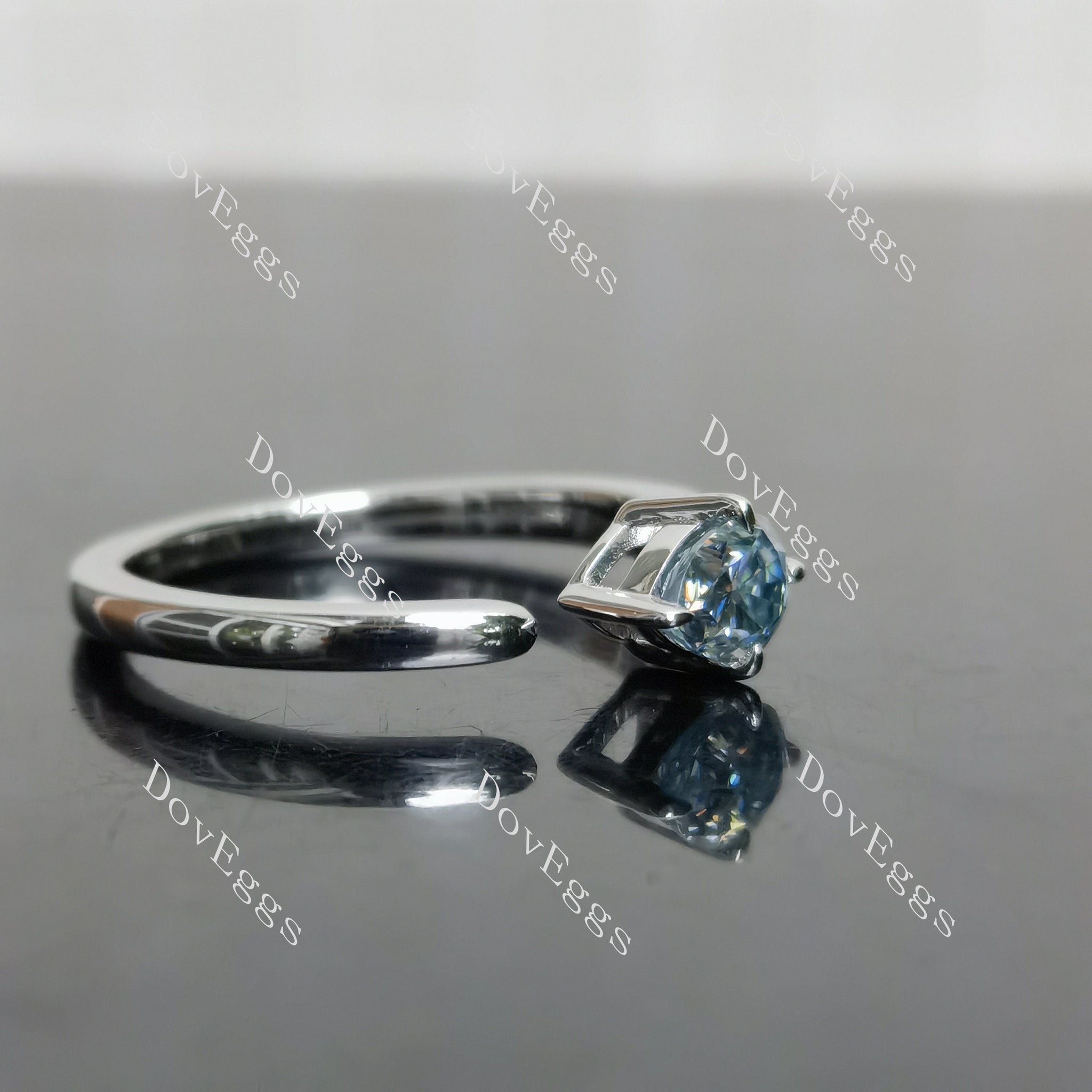 (size 9.25) Doveggs sterling silver gold 1ct Pear smokey spark grey colored moissanite engagement ring