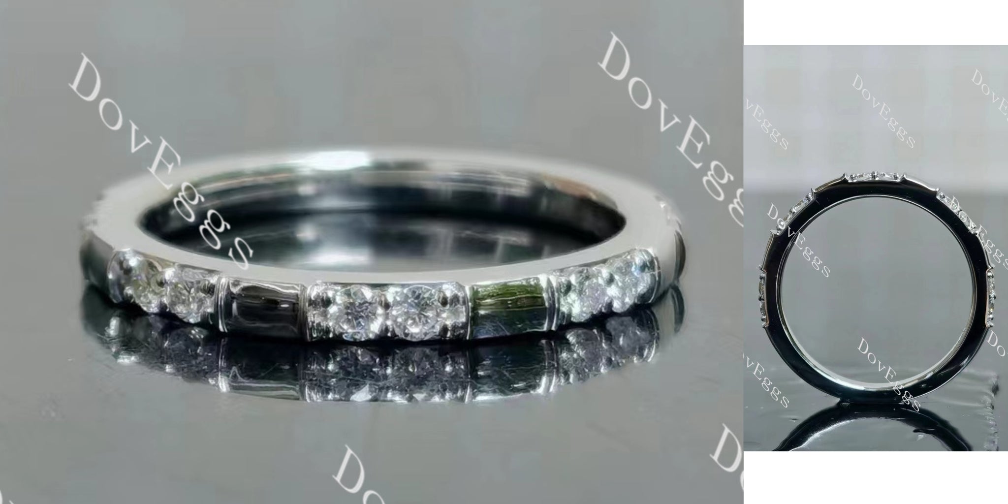 round pave moissanite/ lab grown diamond wedding band