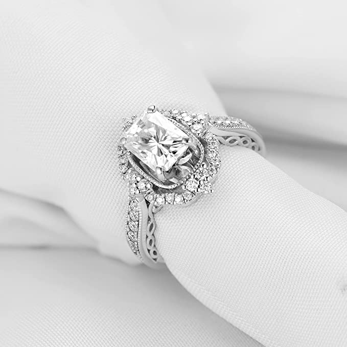 DovEggs 2ct radiant vintage moissanite engagement ring