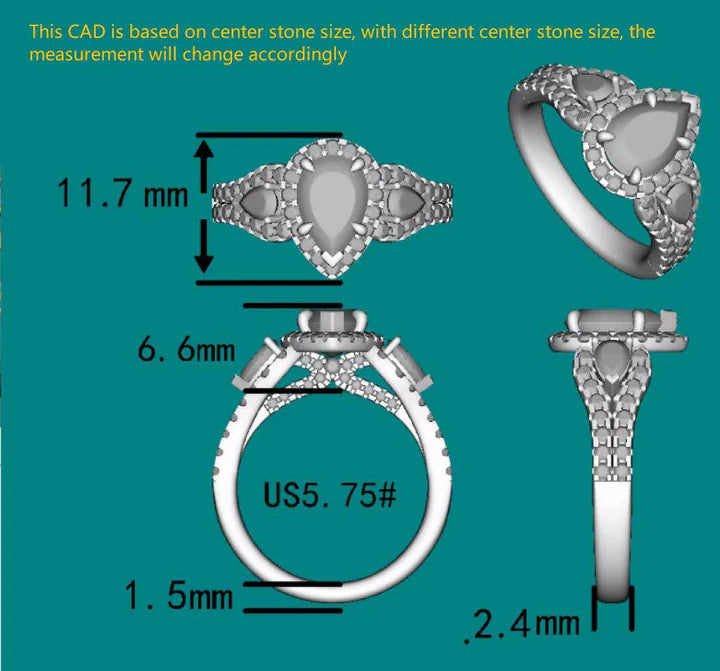 DovEggs side stone art deco halo engagement ring semi-mount only(Exclusively to DovEggs Stones)