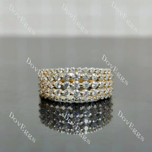 Doveggs round five row pave moissanite/lab grown diamond wedding band-3.2mm band width