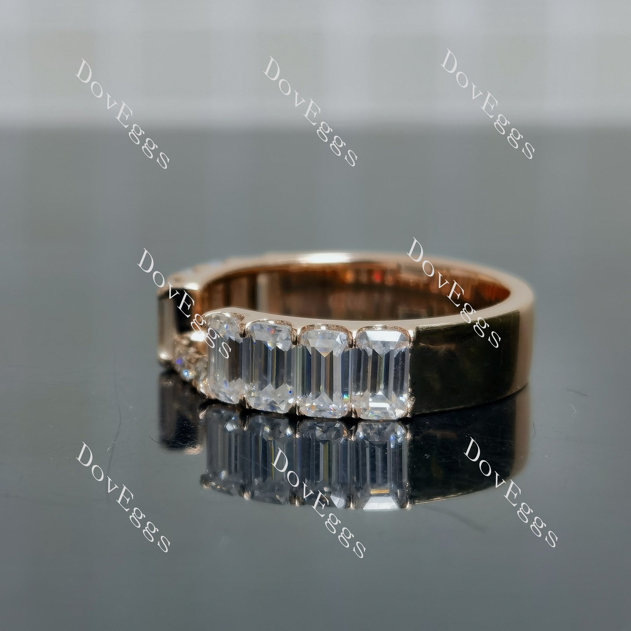Doveggs emerald pave half enternity moissanite wedding band-5.3mm band width