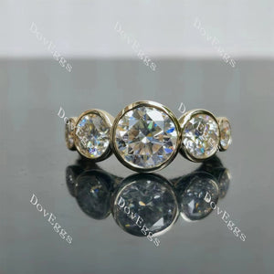 Tin's Mermaid Bubbles round bezel side stones moissanite engagement ring