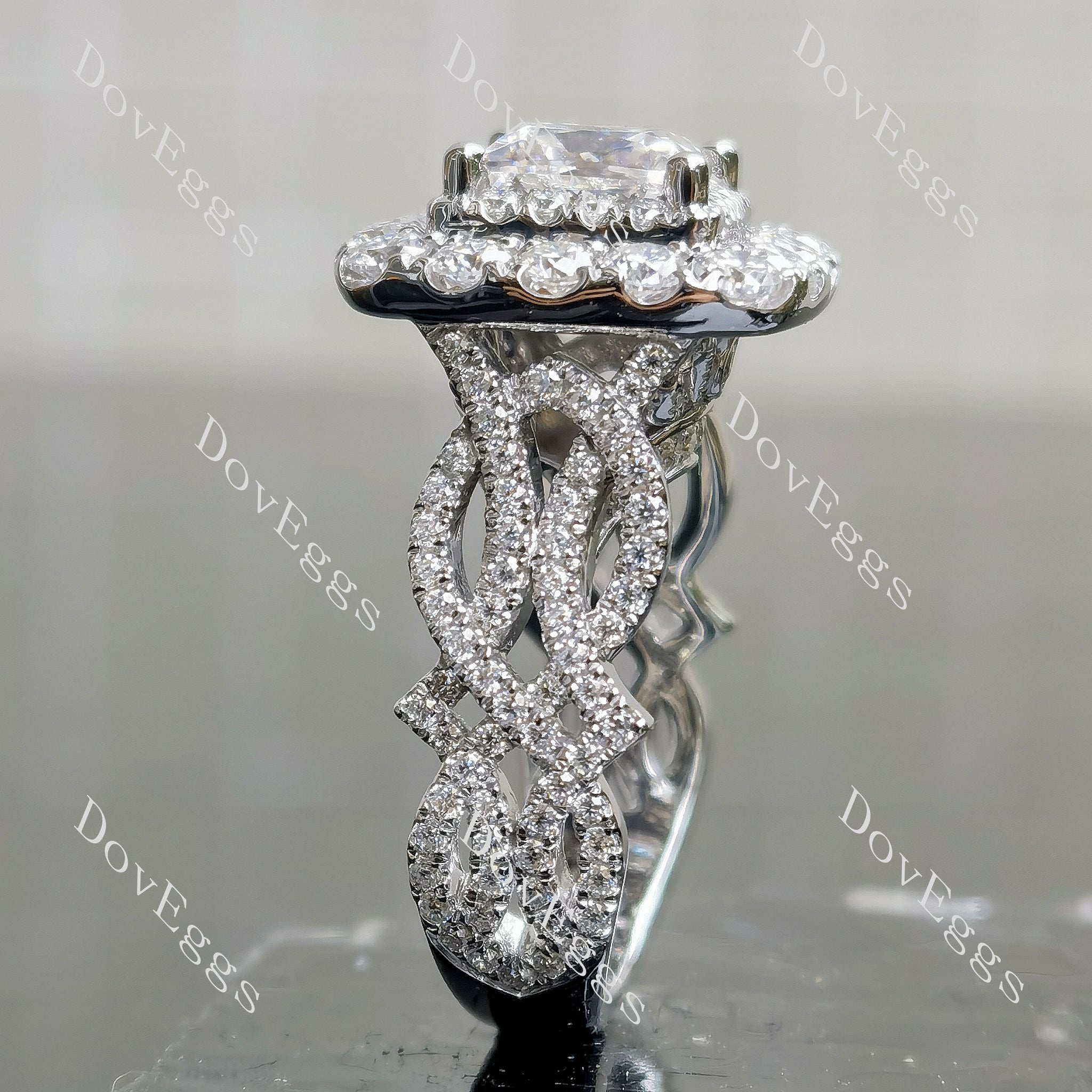 Doveggs halo moissanite engagement ring only