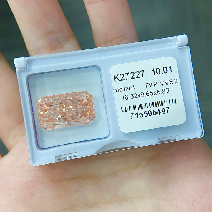 DovEggs 10.01ct radiant fancy vivid pink VVS2-LAB GROWN DIAMOND-K27227