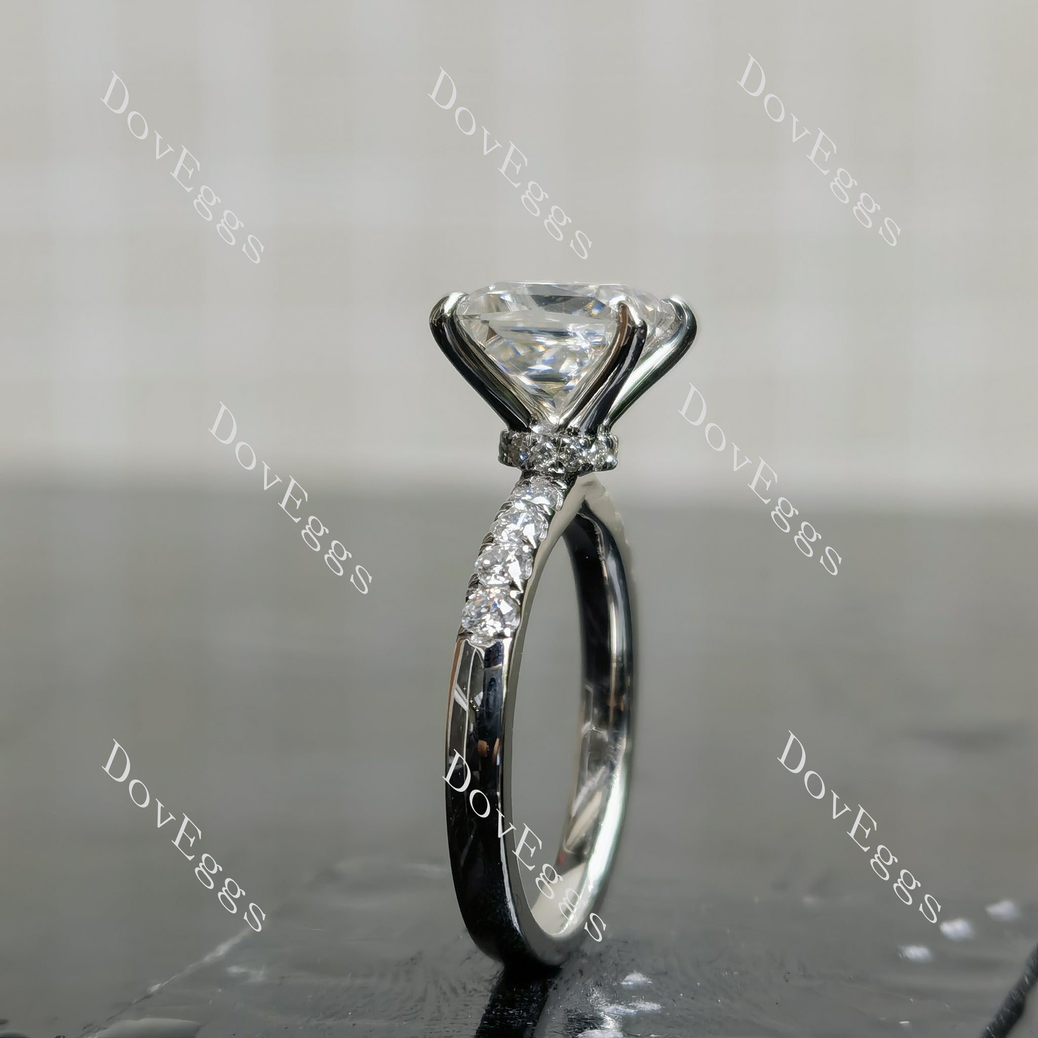 Doveggs Princess pave moissanite engagement ring