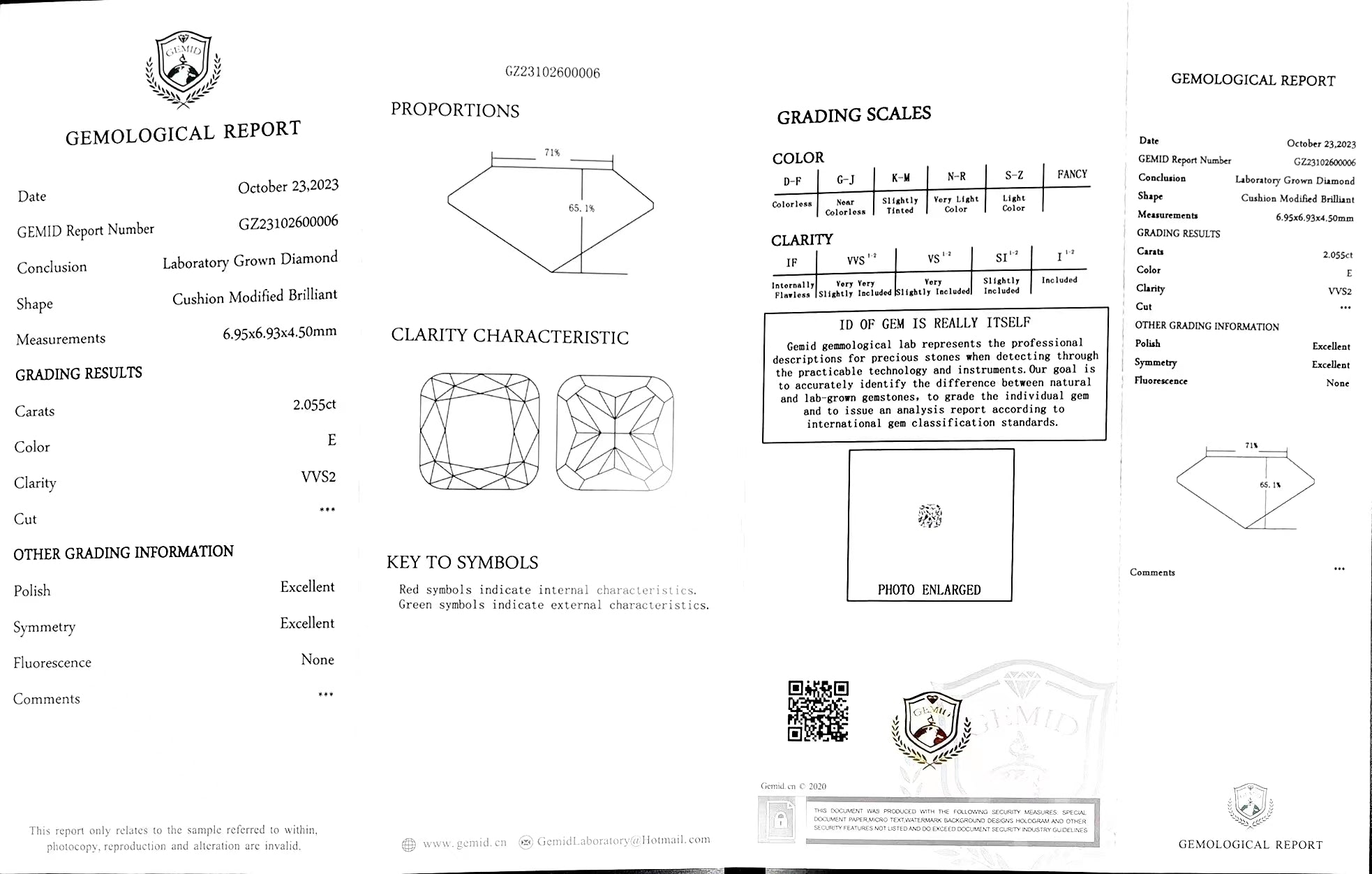 Doveggs 2.055ct cushion E color VVS2 Clarity Excellent cut lab diamond stone(certified)