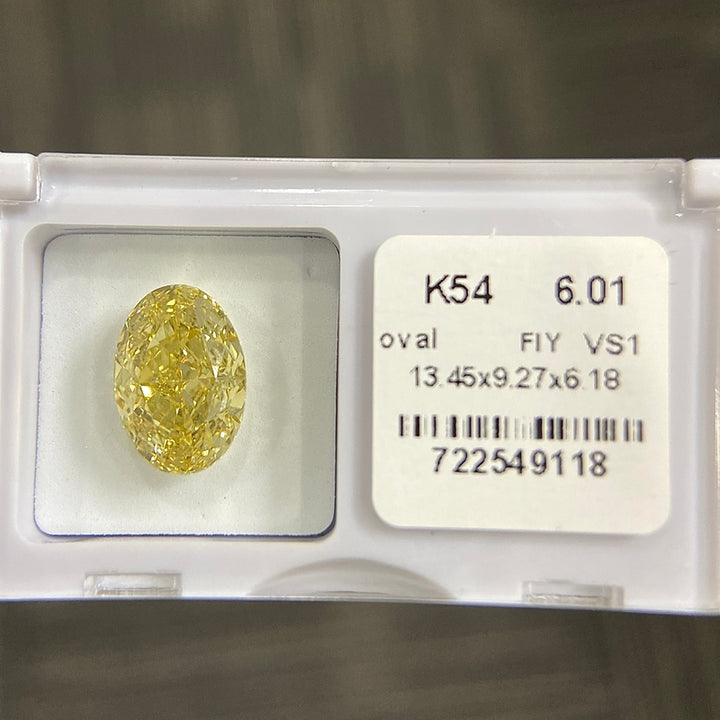 DovEggs 6.01ct oval fancy intense yellow VS1-LAB GROWN DIAMOND-K54