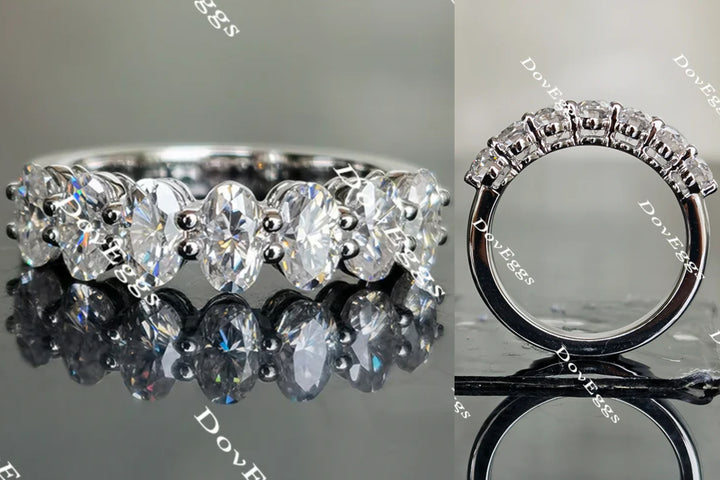 Doveggs oval eternity moissanite/lab grown diamond wedding band-2.4mm band width