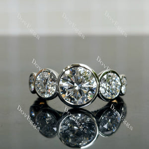 Tin's Mermaid Bubbles Round Bezel Side Stones Lab Grown Diamond Engagement Ring