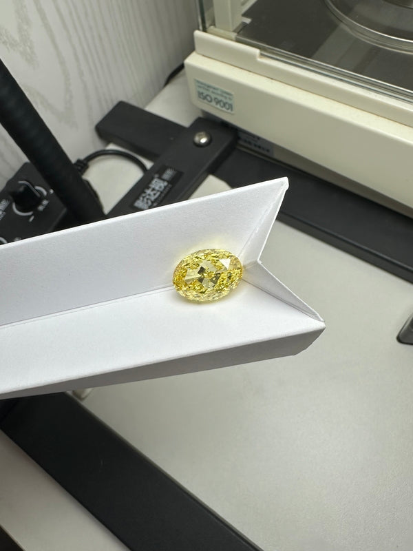 DovEggs 10.07ct oval fancy vivid yellow VS1-LAB GROWN DIAMOND-K107