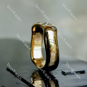 Doveggs princess round bezel moissanite/lab grown diamond wedding band-6.0mm band width