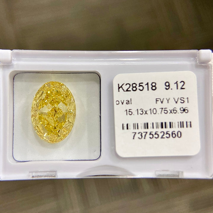 DovEggs 9.12ct oval fancy vivid yellow VS1-LAB GROWN DIAMOND-K28518