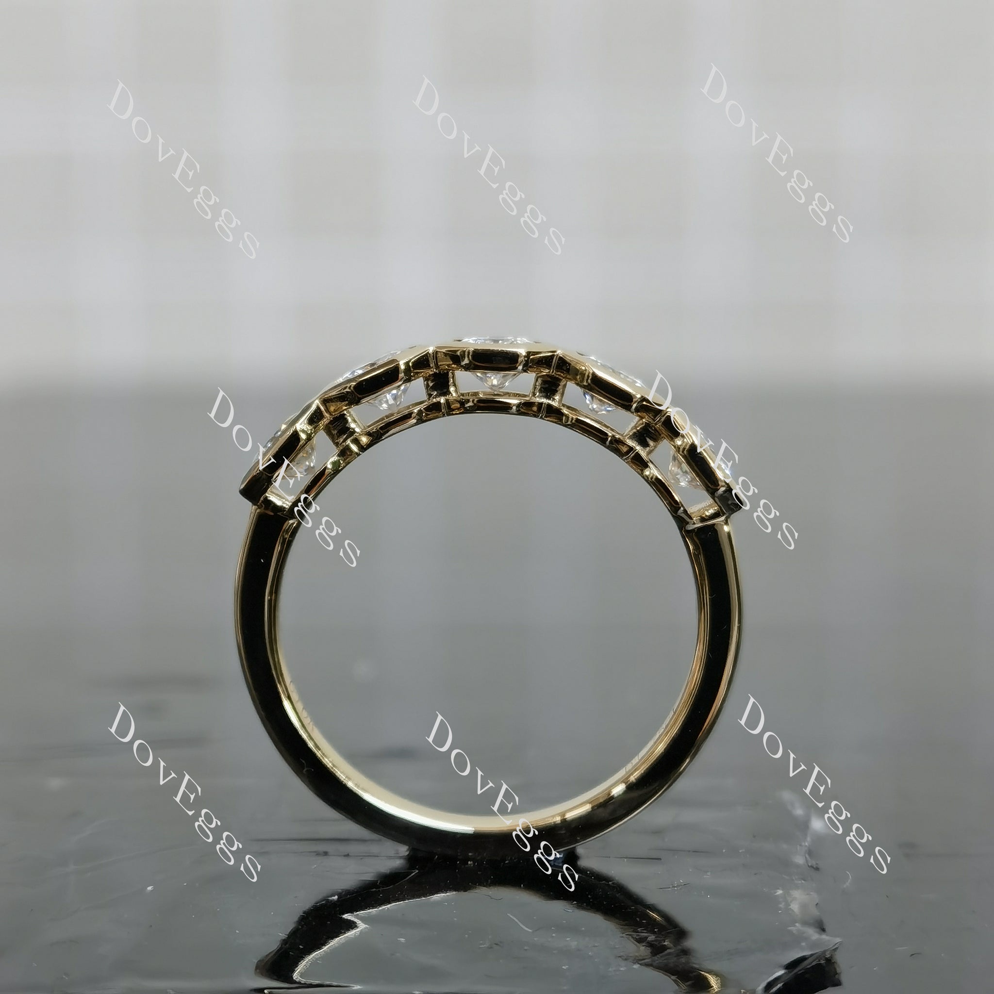 Doveggs octagon bezel five stones moissanite wedding band-2mm band width