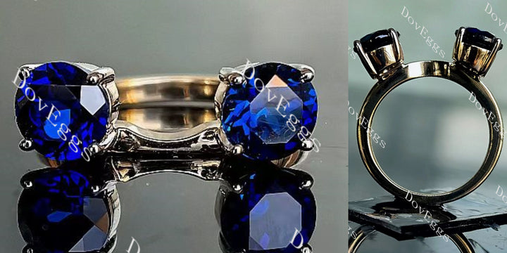 Doveggs round two stones colored gem wedding band/enhancer-1.8mm band width