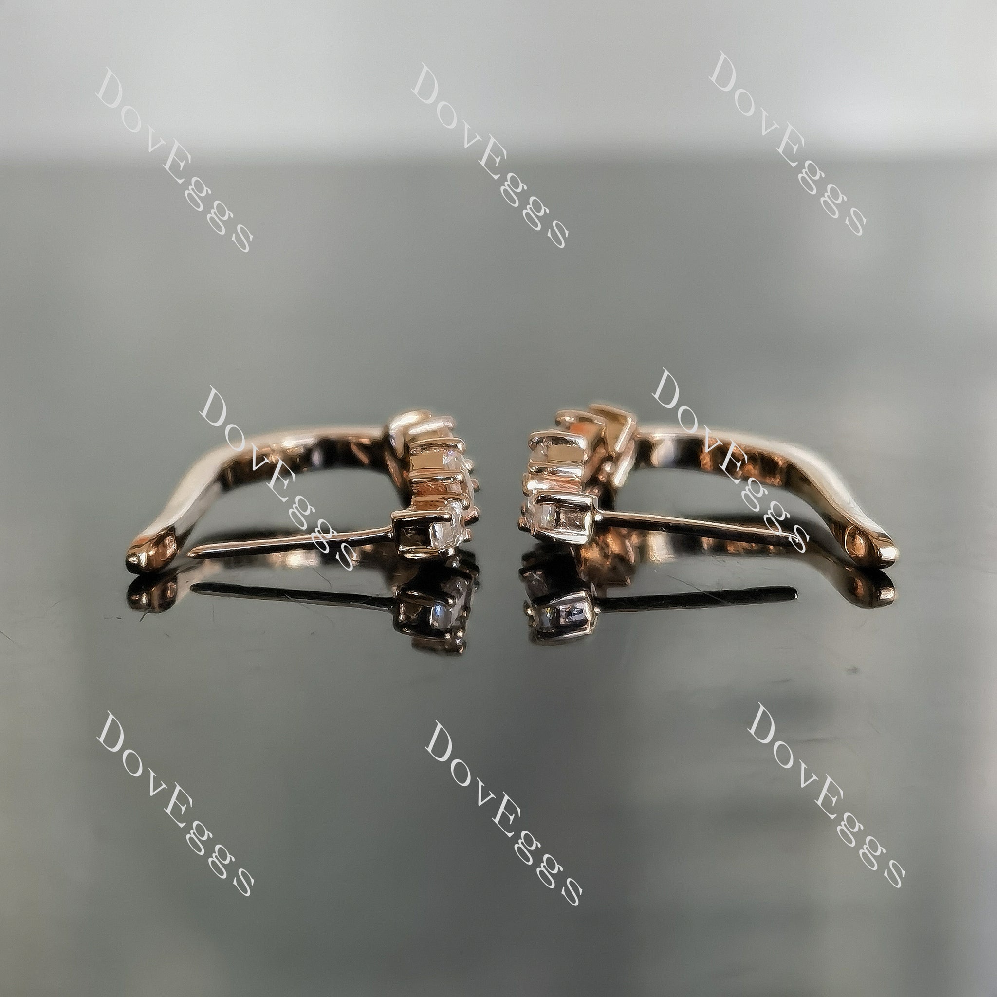 Doveggs baguette round pave moissanite/colored gem/lab grown diamond earrings