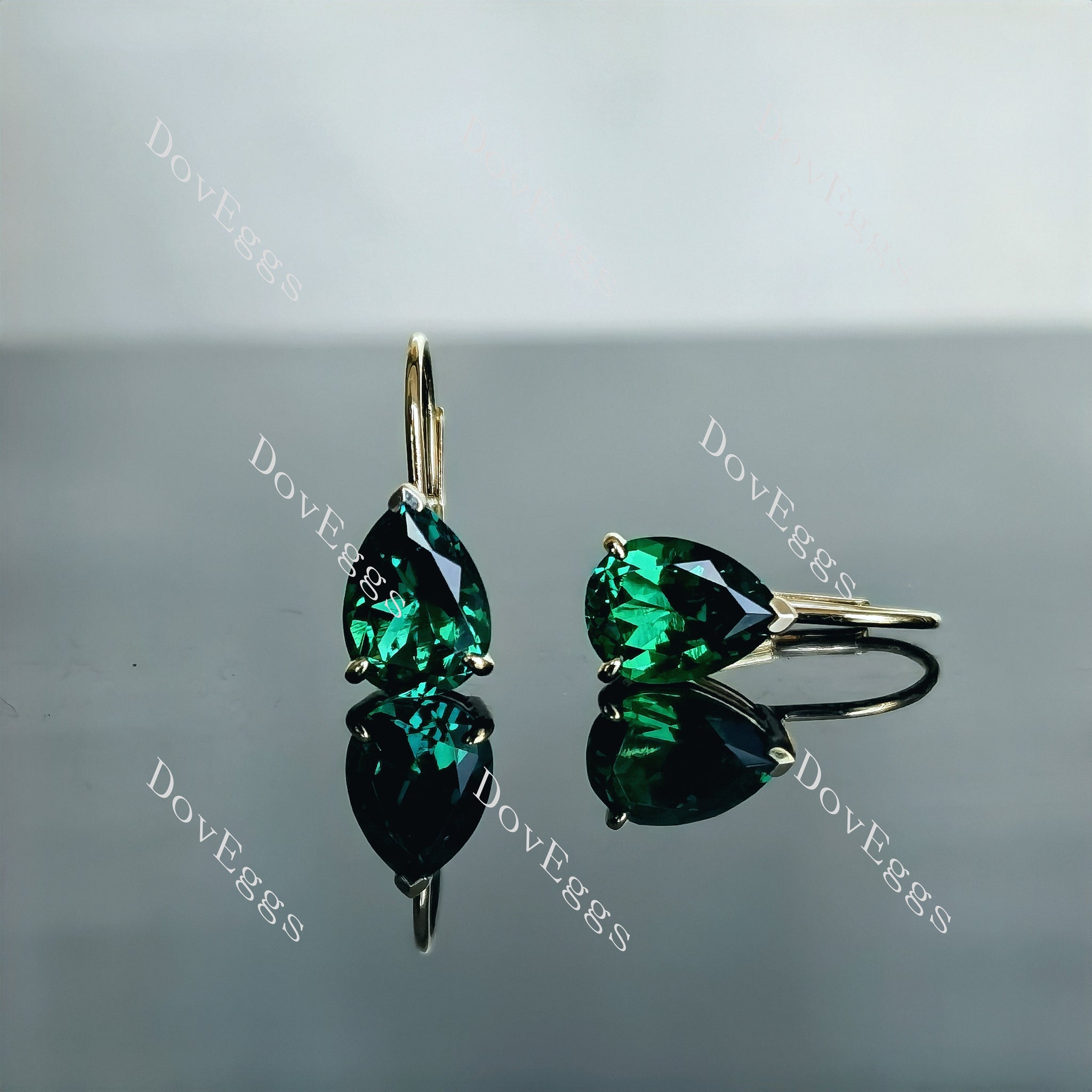 Doveggs pear solitaire colored gem earrings for women