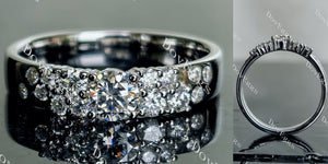 Doveggs round art deco moissanite/lab grown diamond wedding band-4.0mm band width