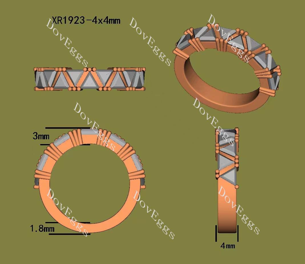 Doveggs triangle half/full eternity moissanite wedding band-4.0mm band width