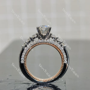 (size 4.5) Doveggs sterling silver with plated rose gold 1ct round moissanite engagement ring