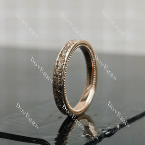 Doveggs vintage art deco carved wedding band-3.0mm band width
