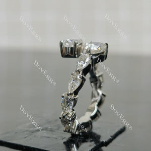 (size 5.5) Doveggs sterling silver 2 pcs pear moissanite wedding band