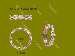 Group Order vintage around 1.2cttw marquise moissanite/colored gem wedding band-4.2mm band width