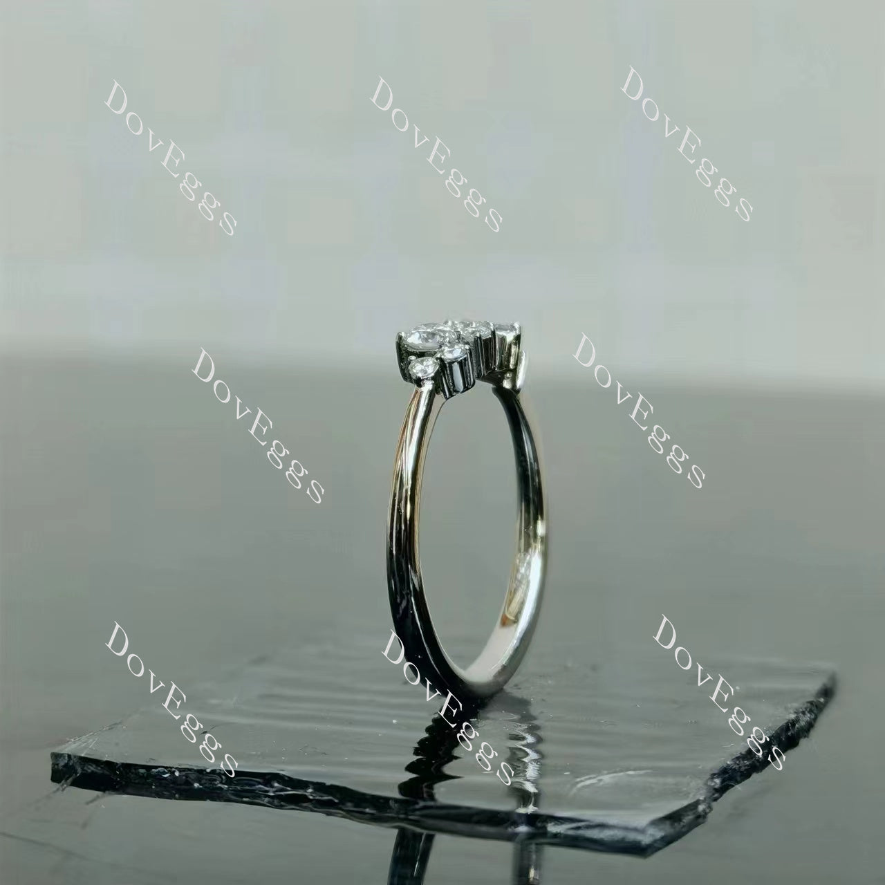 Doveggs round pave moissanite/lab grown diamond accents wedding band-2mm band width